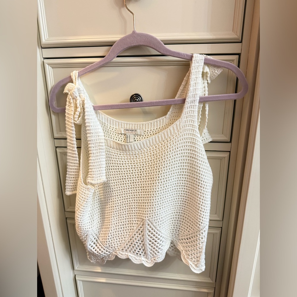 Forever 21 White Knit Tank Top